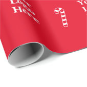 Zakelijk logo en Kerstmis rode witte snoepstokken Cadeaupapier (Rol Hoek)