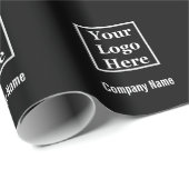 Zakelijk logo en naam patroon zwart en wit cadeaupapier (Rol Hoek)