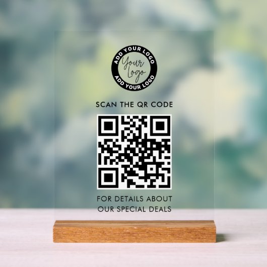 Zakelijk logo en QR-code aangepast Acryl Bord (Neutraal)