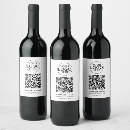 Zakelijk logo en QR-code aangepast Wijn Etiket (Flessen)