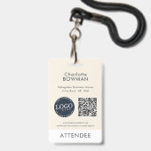 Zakelijk logo en QR-code evenemententoegangspas Badge (Voorzijde met lanyard)