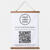 Zakelijk logo en QR-code Hangend Wandkleed (Voorkant)