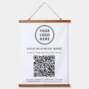 Zakelijk logo en QR-code Hangend Wandkleed