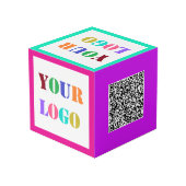 Zakelijk logo en QR-code promotionele kubus voorbe (Achter hoekig)