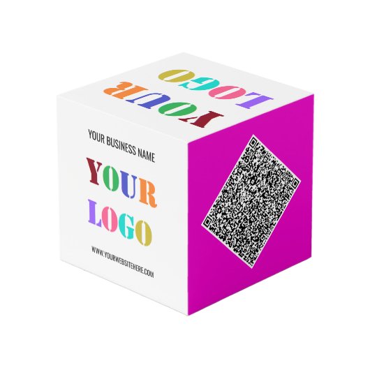 Zakelijk logo en QR-code promotionele kubus voorbe (Achter hoekig)