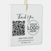 Zakelijk Logo en QR Code Script Festive Bedankt Keramisch Ornament (Rechts)