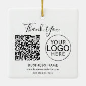 Zakelijk Logo en QR Code Script Festive Bedankt Keramisch Ornament (Achterkant)