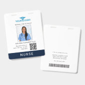 Zakelijk logo en QR-code verpleegster foto ID Badge (Voor- en achterkant)