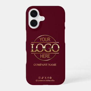 Zakelijk logo en rode promotie op sociale media iPhone 16 hoesje