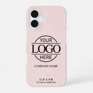 Zakelijk logo en roze promotie op sociale media iPhone 16 hoesje