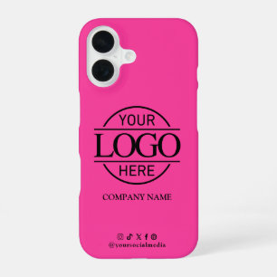 Zakelijk logo en roze promotie op sociale media iPhone 16 hoesje
