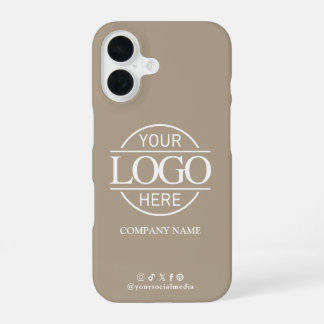 Zakelijk logo en social media taupe promotie iPhone 16 hoesje