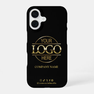 Zakelijk logo en sociale media zwarte promotie iPhone 16 hoesje