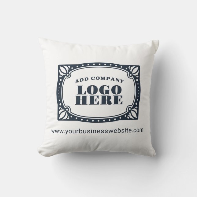 Zakelijk logo en website-adres van slogan toevoege kussen (Voorkant)