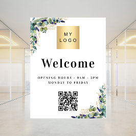 Zakelijk logo eucalyptus welkom opening QR-code Poster
