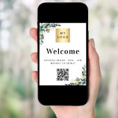 Zakelijk logo eucalyptus welkom opening QR-code Poster
