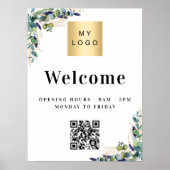Zakelijk logo eucalyptus welkom opening QR-code Poster (Voorkant)