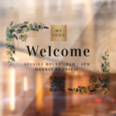 Zakelijk logo eucalyptus welkom openings QR-code Raamsticker (Vel 2)