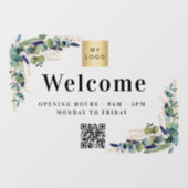 Zakelijk logo eucalyptus welkom openings QR-code Raamsticker (Vel)