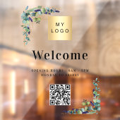 Zakelijk logo eucalyptus welkom openings QR-code Raamsticker (Vel 2)
