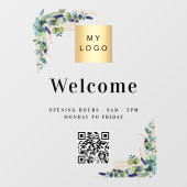 Zakelijk logo eucalyptus welkom openings QR-code Raamsticker (Vel)