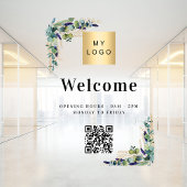 Zakelijk logo eucalyptus welkomst open QR-code Raamsticker