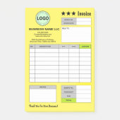 Zakelijk Logo Factuur Bonnen | Aangepaste Gele Not Post-it® Notes (Voorkant)