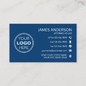 Zakelijk Logo Fax QR Code Professioneel Navy Visitekaartje (Voorkant)