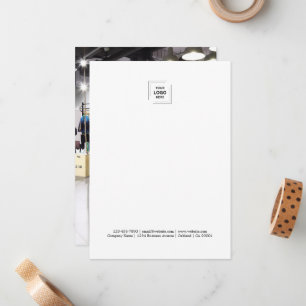Zakelijk logo   Foto Modern Minimalistisch Wit Notitiekaartje
