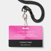 Zakelijk Logo Foto Roze Zwart Badge (Achterkant met lanyard)