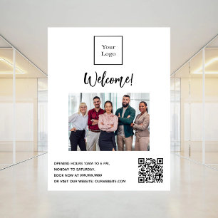 Zakelijk logo foto welkom openingsuren QR-code Poster