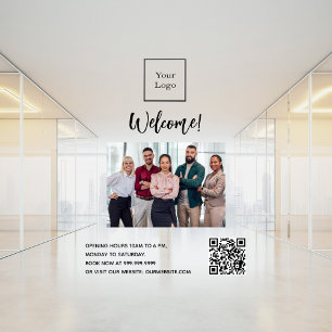 Zakelijk logo foto welkom openingsuren QR-code Raamsticker