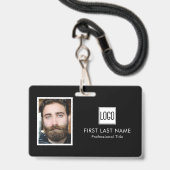 Zakelijk logo | fotonaam barcode werknemer badge (Voorzijde met lanyard)