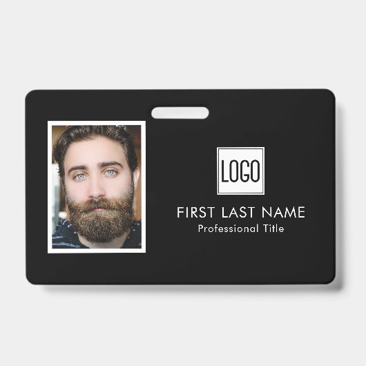 Zakelijk logo | fotonaam barcode werknemer badge (Voorzijde)