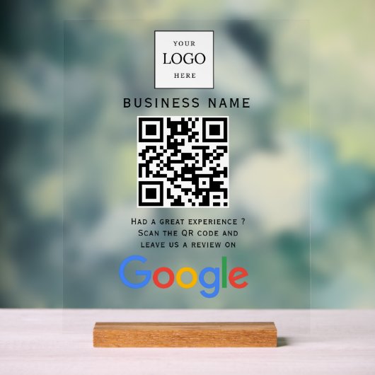 Zakelijk logo Google Reviews website scan Acryl Bord (Neutraal)