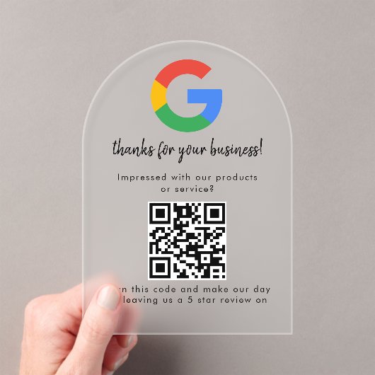 Zakelijk logo Google Reviews website scan Acryl Uitnodigingen (Insitu (Draagbaar))