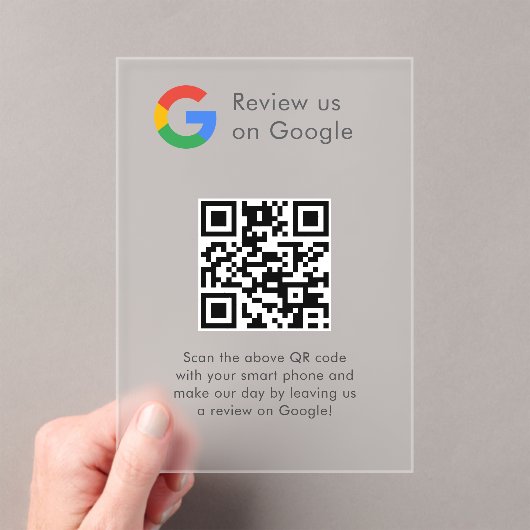 Zakelijk logo Google Reviews website scan Acryl Uitnodigingen (Insitu (Draagbaar))