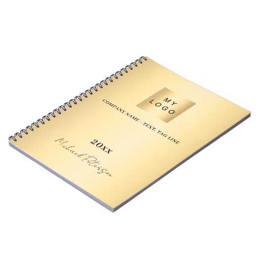 Zakelijk logo gouden elegante naam script notitieboek (Linkerzijde)
