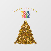 Zakelijk logo gouden kerstboom raamsticker (Vel)