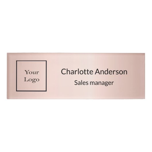 Zakelijk logo gouden werknemer elegant naambadge (Voorkant)