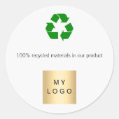 Zakelijk logo groen recyclingsymbool product ronde sticker (Voorkant)