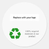 Zakelijk logo groen recyclingsymbool product ronde sticker (Voorkant)