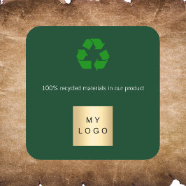 Zakelijk logo groen recyclingsymbool product vierkante sticker