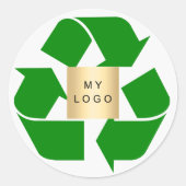 Zakelijk logo groen recyclingsymbool ronde sticker (Voorkant)