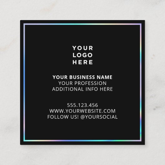 Zakelijk Logo holografisch vierkant Vierkante Visitekaartje (Achterkant)