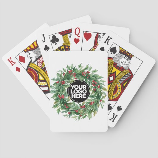 Zakelijk logo Hulst Bes mistletoe Kerstmis  Pokerkaarten (Achterkant)