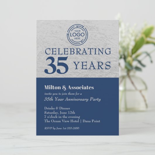 Zakelijk Logo Jubileum Navy Silver Kaart (Staand voorkant)