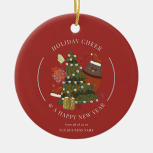 Zakelijk Logo Kerst Moderne Bedrijfsidentiteit Keramisch Ornament