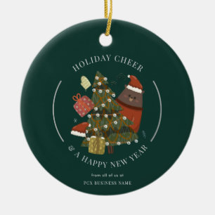 Zakelijk Logo Kerst Moderne Whimsical Bedrijfslogo Keramisch Ornament