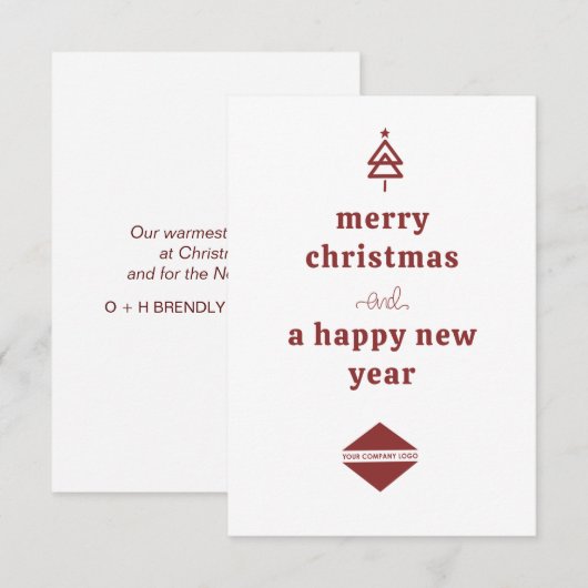 Zakelijk logo kerstboom kerst kaart notitiekaartje (Voorkant / Achterkant)